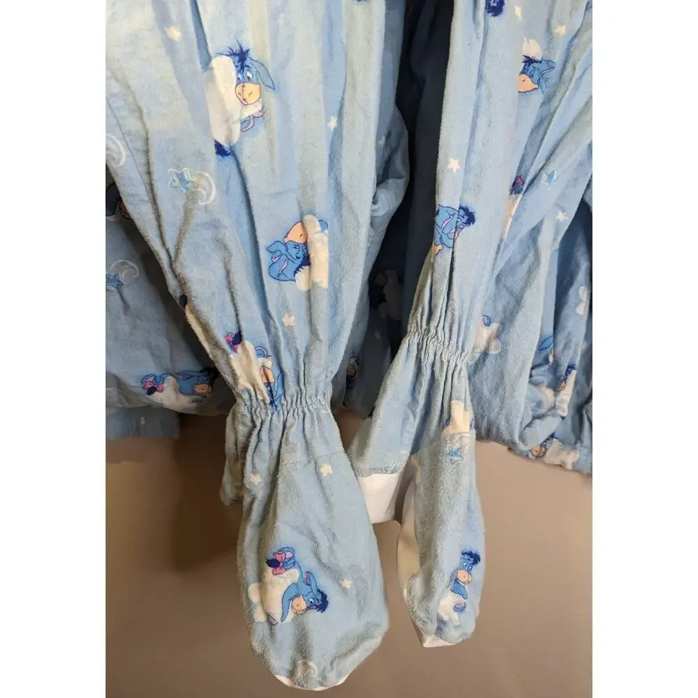 VTG Disney Adult Womens Light Blue Fuzzy Eeyore Clouds Footed Sleeper Pajamas L - Picture 7 of 8